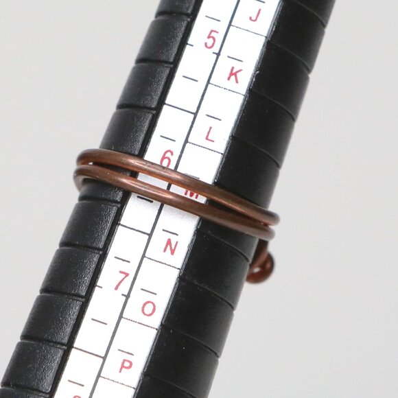 Handmade Copper Wire Wrapped Ceramic Beaded Ring - Boho Gemstone Jewelry - Picture 6 of 7